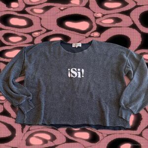 Wildfox Medium Grey and White Si! Sweatshirt